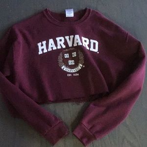 Maroon Harvard crop top